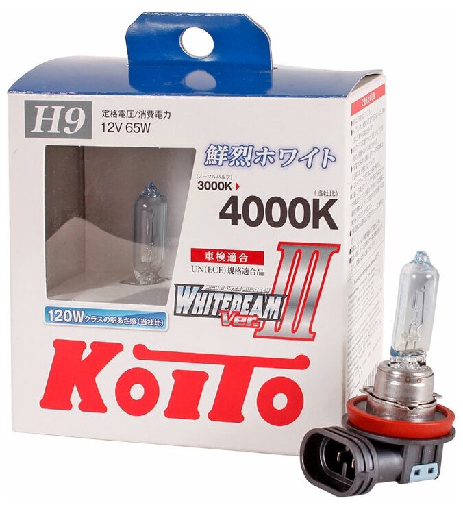 Лампа H9 12v 65w Whitebeam (120w) (Упаковка 2 Шт.) KOITO арт. P0759W