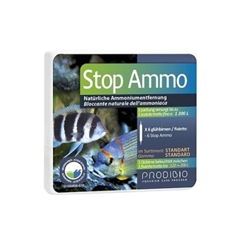 Prodibio Stop Ammo средство для подготовки водопроводной воды, 6 шт., 6 мл jbl proaquatest nh4 экспресс тест д опр аммония аммиака в пресной и морской воде