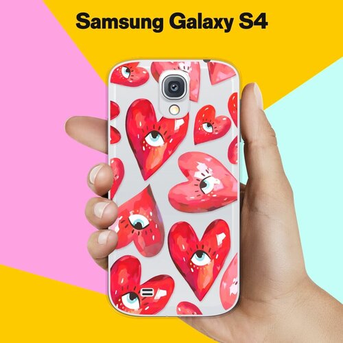 Силиконовый чехол на Samsung Galaxy S4 Сердца / для Самсунг Галакси С4