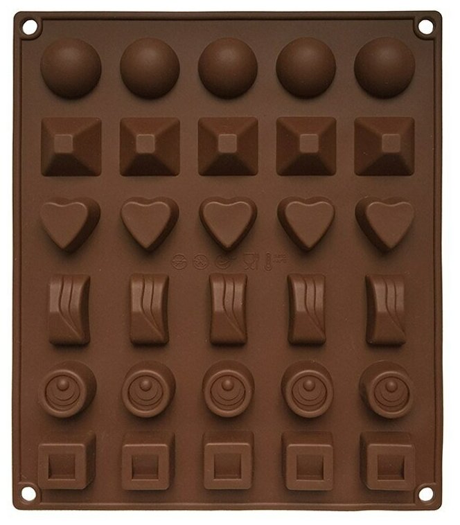 Форма для шоколадных конфет силиконовая "Ассорти", 30 ячеек
