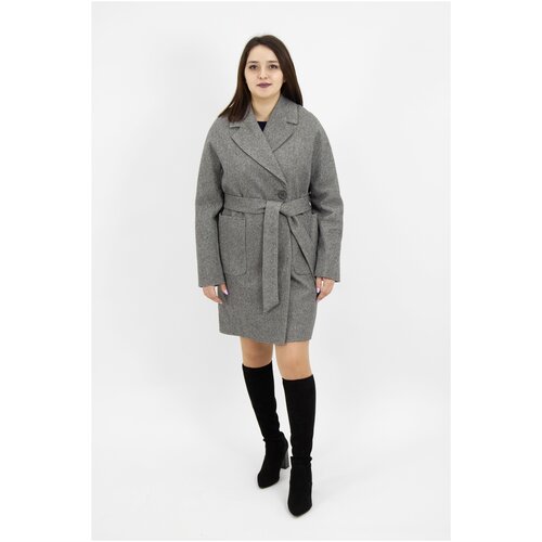 фото Kr-293-рубчик пальто женское серый kristina moda