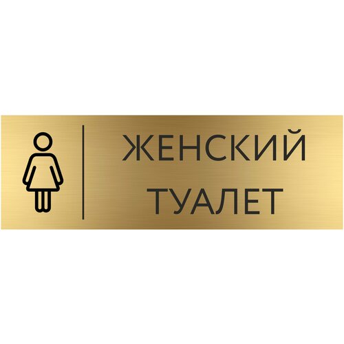 Табличка женский туалет с гравировкой (300*100 мм) с гравировкой / Табличка золото