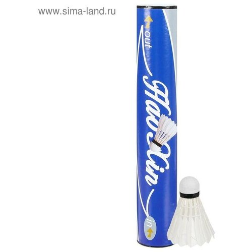 Воланы для бадминтона, набор 12 шт, перо, в тубе, цвет белый 1684538