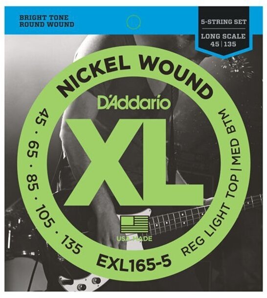 D`Addario EXL165-5 XL NICKEL WOUND Струны для 5-струнной бас-гитары
