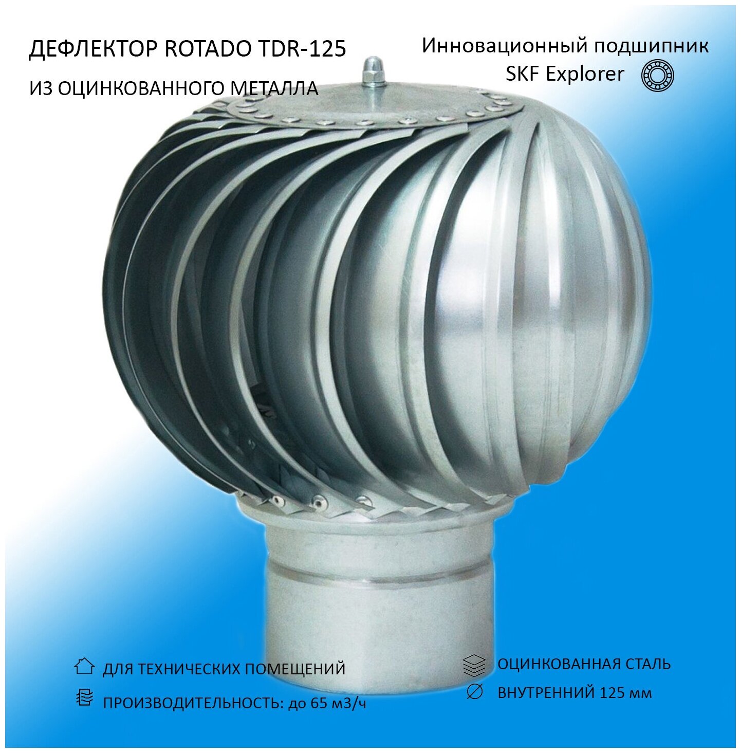 Дефлектор D125 ROTADO из оцинкованной стали