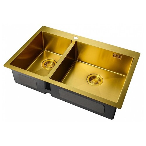 Интегрированная кухонная мойка 78х51см, ZorG Sanitary ZL R 780-2-510-R BRONZE, Бронза PVD покрытие