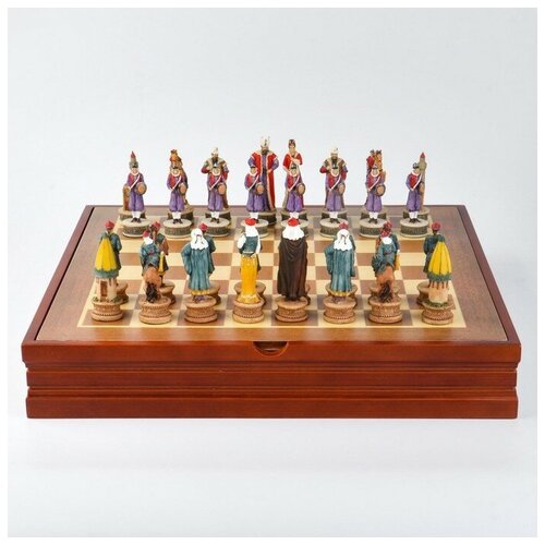 Шахматы КНР сувенирные Восточные, h короля 8 см, h пешки 6,5 см, 36х36 см (5467852)