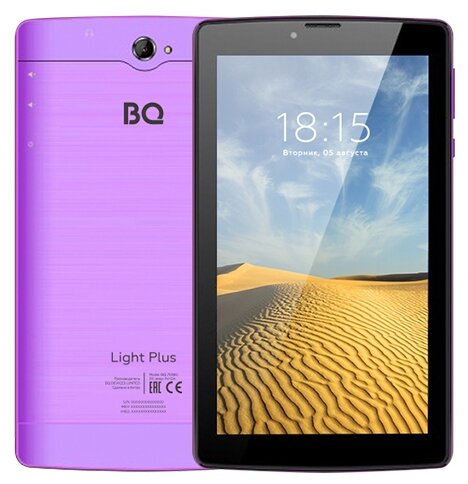 7" Планшет BQ 7038G Light Plus (2019), 2/16 ГБ, Wi-Fi + Cellular, Android 9.0, фиолетовый