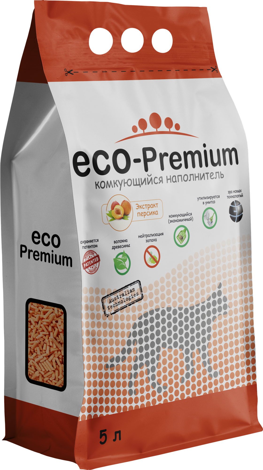 Наполнитель для кошачьих туалетов Eco Premium Персик древесный комкующийся с ароматом Персика 1,9 кг . - фотография № 12