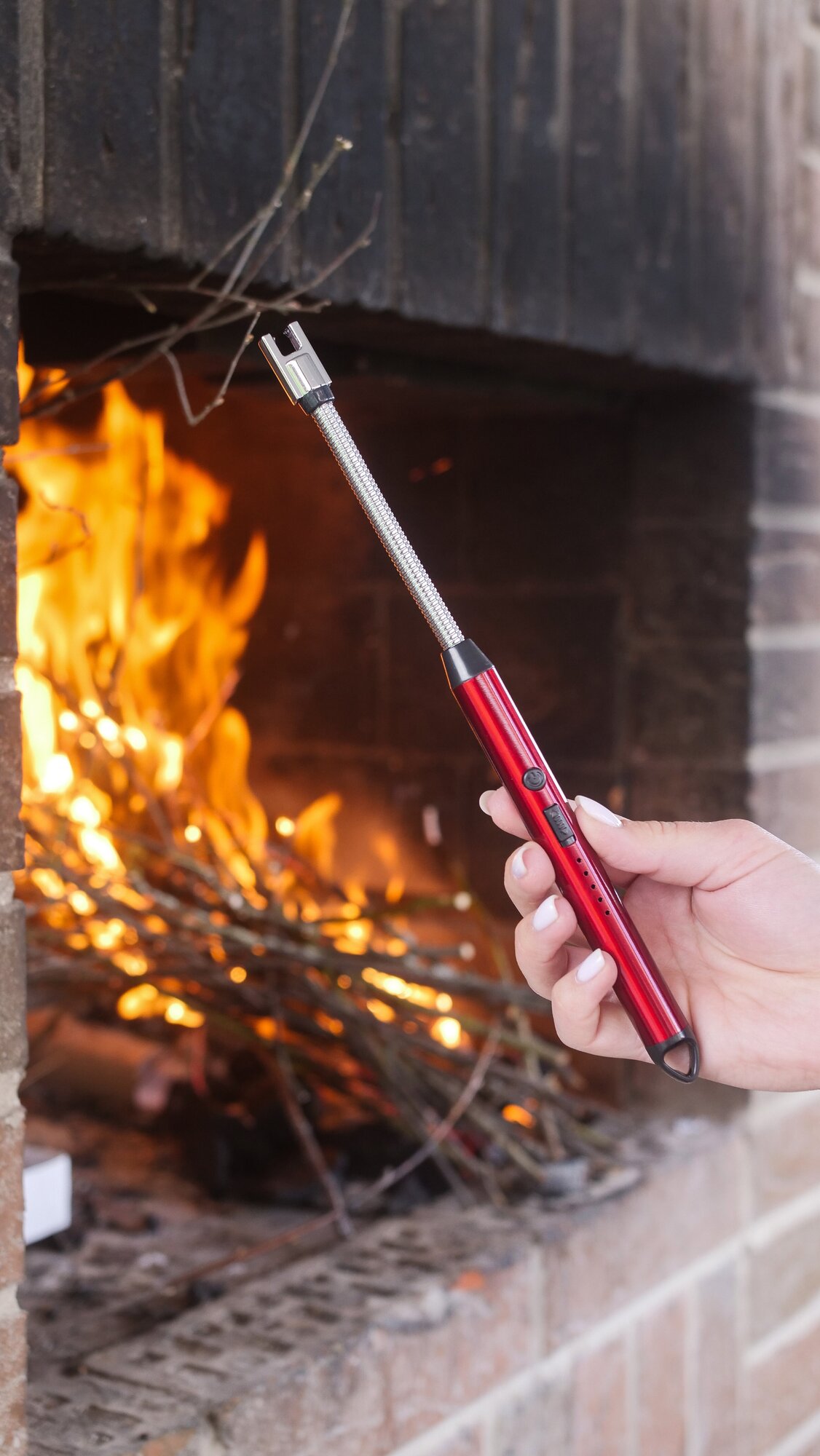 Зажигалка кухонная красная / импульсная USB дуговая / ветрозащитная / плазменная / беспламенная