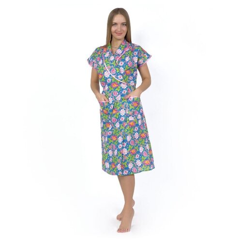 фото Халат женский из бязи с запахом; олеся; розовый; размер 46 артдизайн