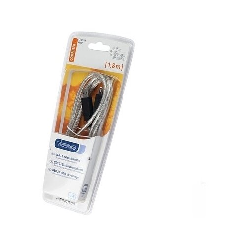 Удлинитель Vivanco USB 2.0 1,8м clear