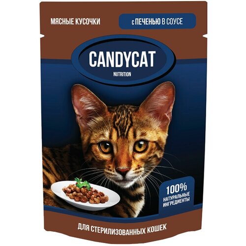 Candycat влажный корм для стерилизованных кошек с печенью в соусе 85 г 394₽