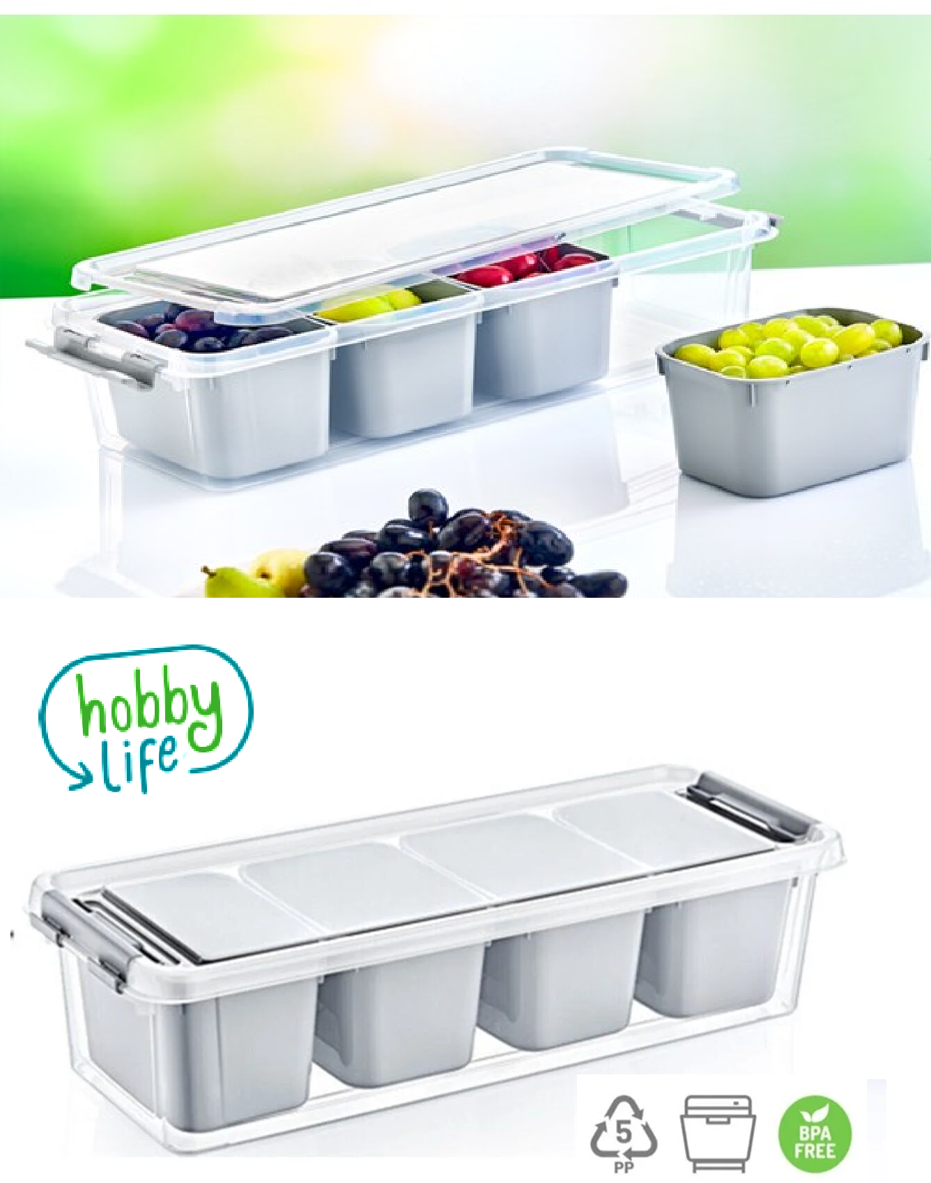 Контейнер для хранения GRAND розовый 3 секции 11.3x27.3x9см высокий HOBBY LIFE HL021065P - фото №7