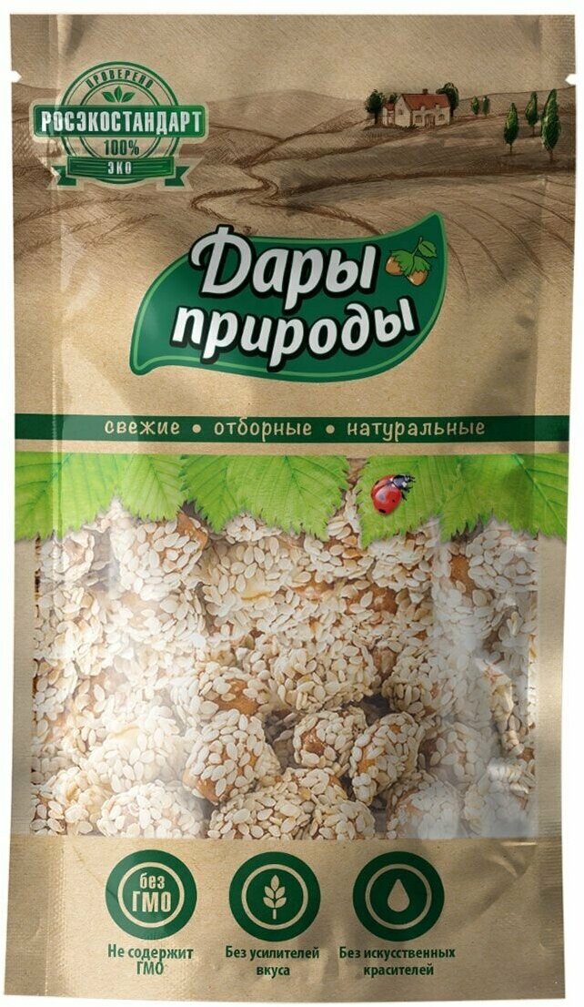 Драже Кешью Дары Природы в карамели с кунжутом, 150 г, 3 шт