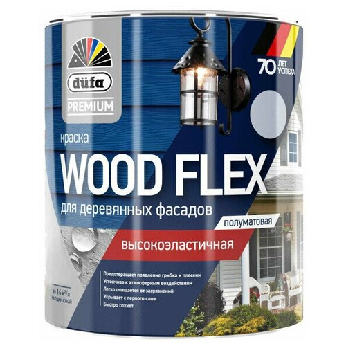 Краска в/д фасадная DUFA Premium Wood Flex для дерева база 1 0,9л белая, арт. МП00-007346