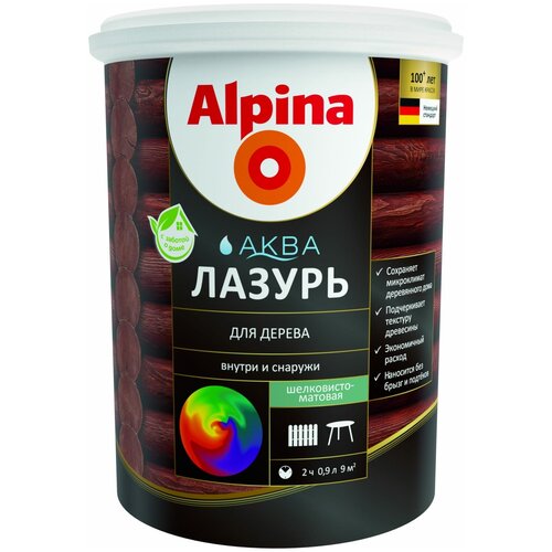 ALPINA Аква Лазурь для дерева колеруемый 0,9л 948103443