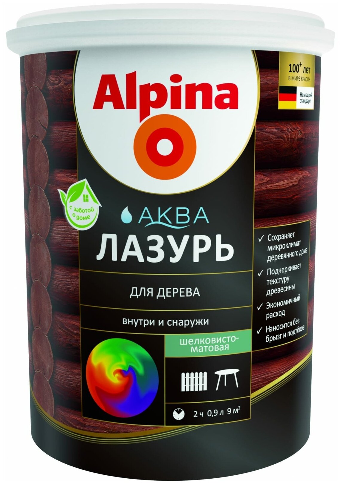 ALPINA Аква Лазурь для дерева колеруемый 09л 948103443