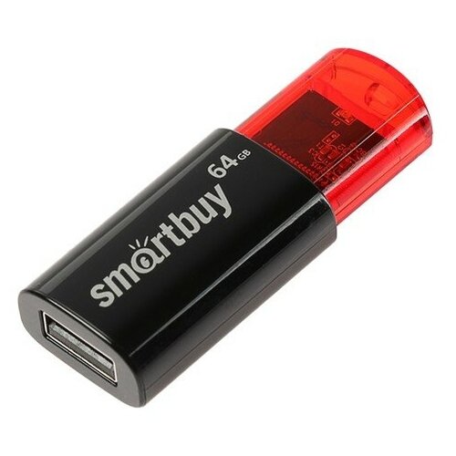 Флешка Smartbuy Click, 64 Гб, USB2.0, чт до 25 Мб/с, зап до 15 Мб/с, чёрная флешка smartbuy mini 64 гб