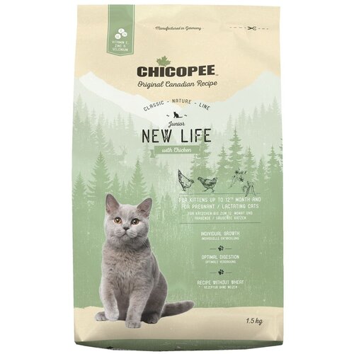 Сухой корм для котят и беременных и кормящих кошек Chicopee Classic Nature Line New Life для, с курицей 1.5 кг chicopee chicopee hnl cat hair