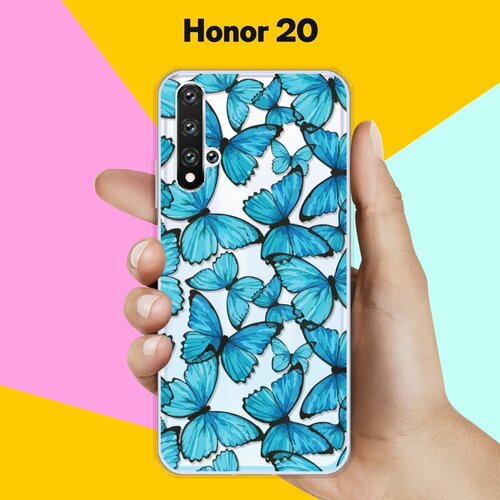 Силиконовый чехол Бабочки на Honor 20 силиконовый чехол на honor 20 хонор 20 голубые клематисы прозрачный