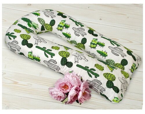 Наволочка к подушке для беременных U-образная, размер 35 × 340 см, принт кактусы