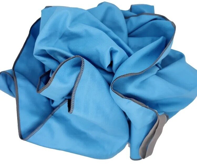 Полотенце спортивное из микрофибры 80*130см・ светло-синее с серебристым - фотография № 7