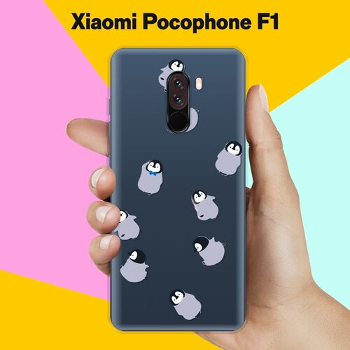 Силиконовый чехол на Xiaomi Pocophone F1 Серые пингвины / для Сяоми Покофон Ф1 силиконовый чехол на xiaomi pocophone f1 молния для сяоми покофон ф1