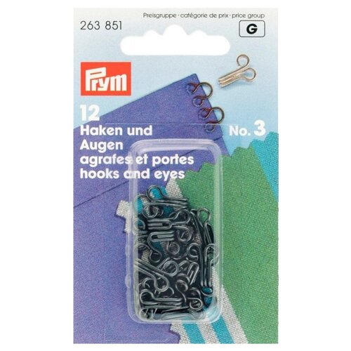 prym крючки для одежды 3 263851 черный 12 шт Prym Крючки для одежды №3 263851, черный, (12 шт.)