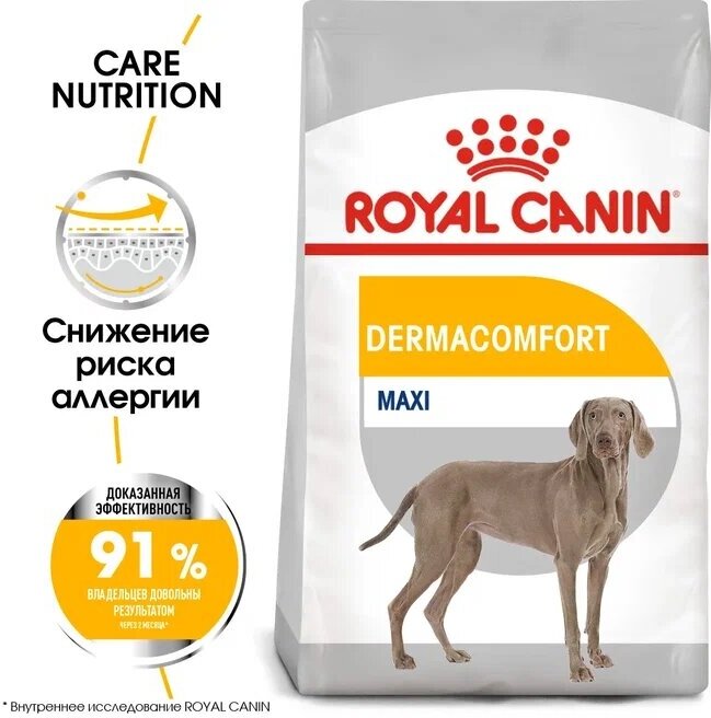 Сухой полнорационный корм для собак крупных пород Royal Canin Maxi Dermacomfort диета при раздражениях и зуде кожи 10 кг.