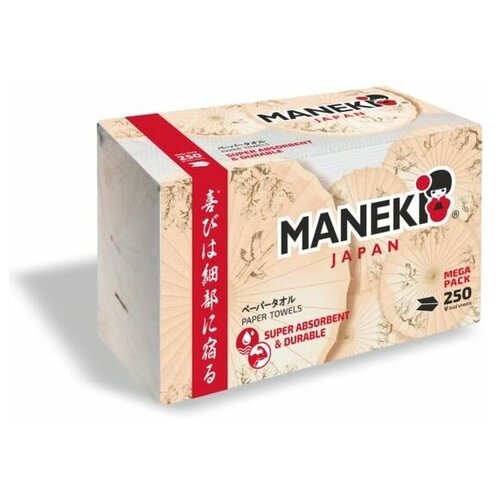 фото Бумажные полотенца maneki листовые kabi 250 шт v- сложение
