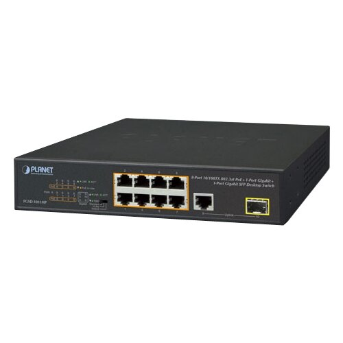 Коммутатор Planet FGSD-1011HP planet igup 805at industrial 1 port 100 1000x sfp to 1 port 10 100 1000t 802 3bt poe media converter 802 3bt type 4 poh legacy force mode suppor