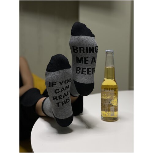 фото Носки мужские, женские, унисекс с надписью "если ты сможешь это прочитать, принеси мне пиво", хлопок серые 35-43 р ton loger