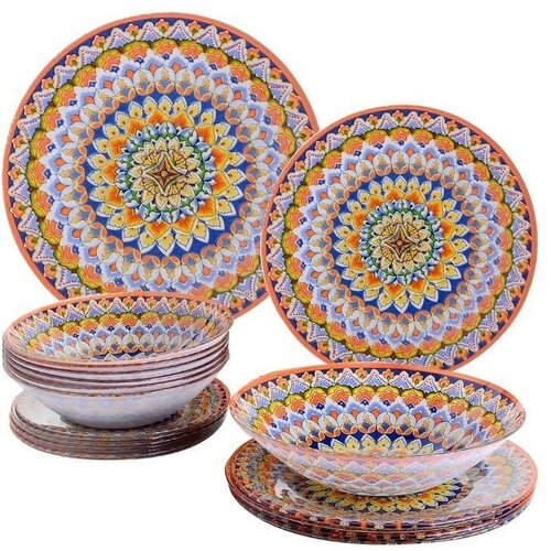 Набор стеклянной посуды LORAINE 30680 оранжевый, синий, голубой