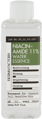 Derma Factory Тонер-эссенция осветляющая с ниацинамидом, Niacinamide 11% water essence, 150мл