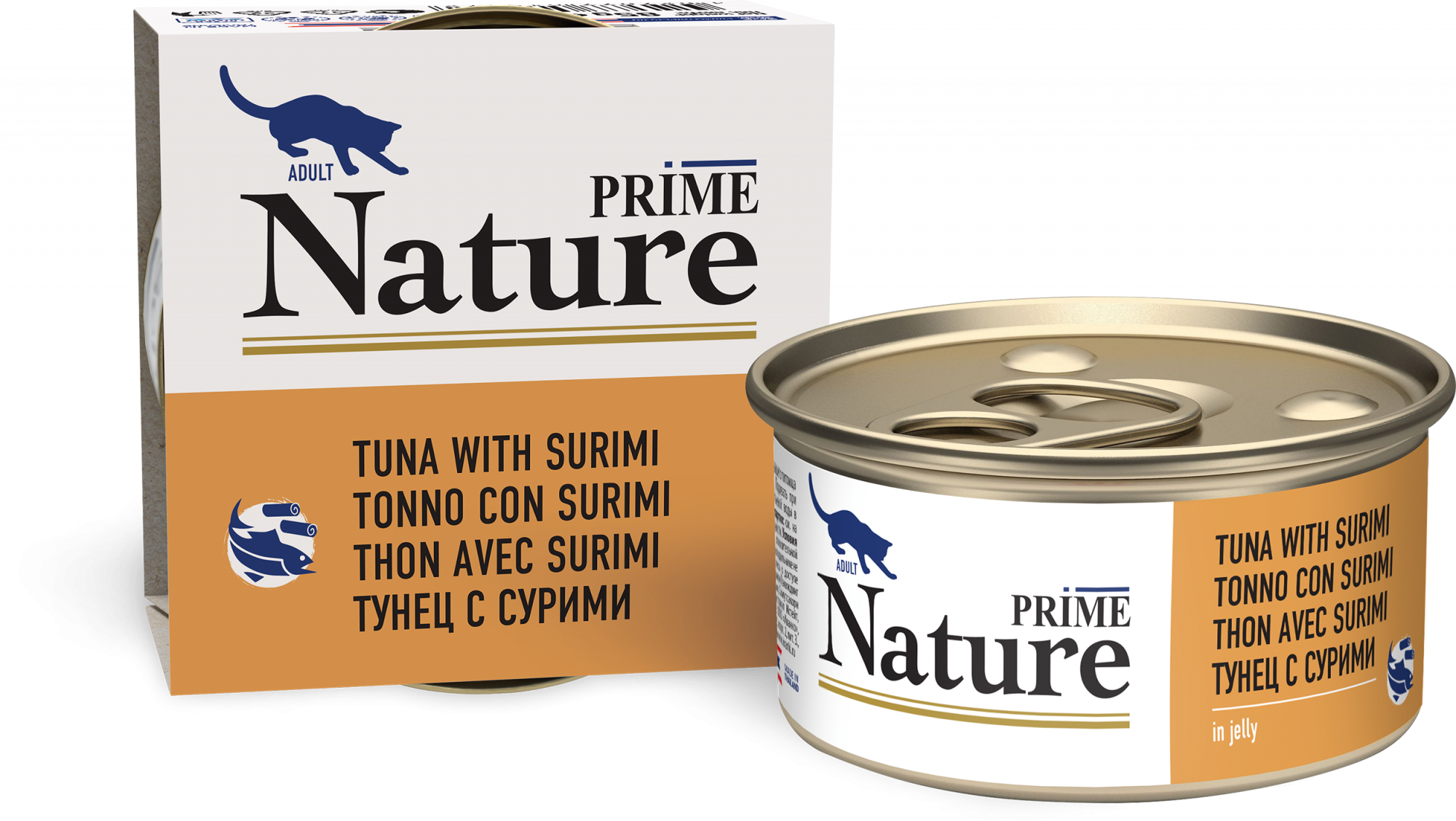 PRIME NATURE консервы для кошек в желе, тунец с сурими 85гр.