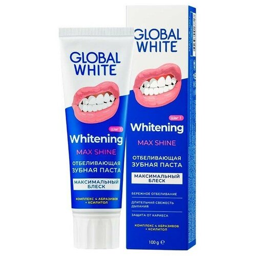 Набор из 3 штук Global зубная паста Отбеливающая Global White Whitening Max Shine 100г mukunghwa отбеливающая зубная паста с микрогранулами мяты и ментола whitening paste classic white