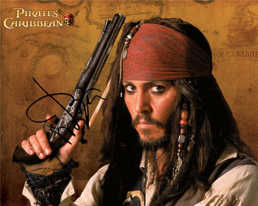 Автограф Джонни Депп Пираты Карибского моря - Автограф Johnny Depp Pirates Of Caribbean - Фото с автографом, Подписанная фотография, Автограф знаменитости, Подарок, Автограмма, Размер 20х25 см