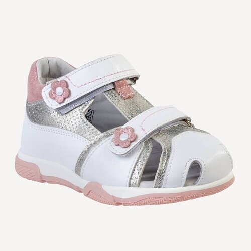 Сандалии Зебра, натуральная кожа, перфорированные, усиленный задник, анатомическая стелька, размер 24, белый