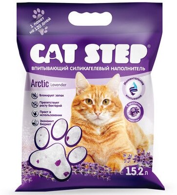 Cat Step Впитывающий силикагелевый наполнитель Crystal Lavander 3,8 л 20363009 1,766 кг 42628 (1 шт)