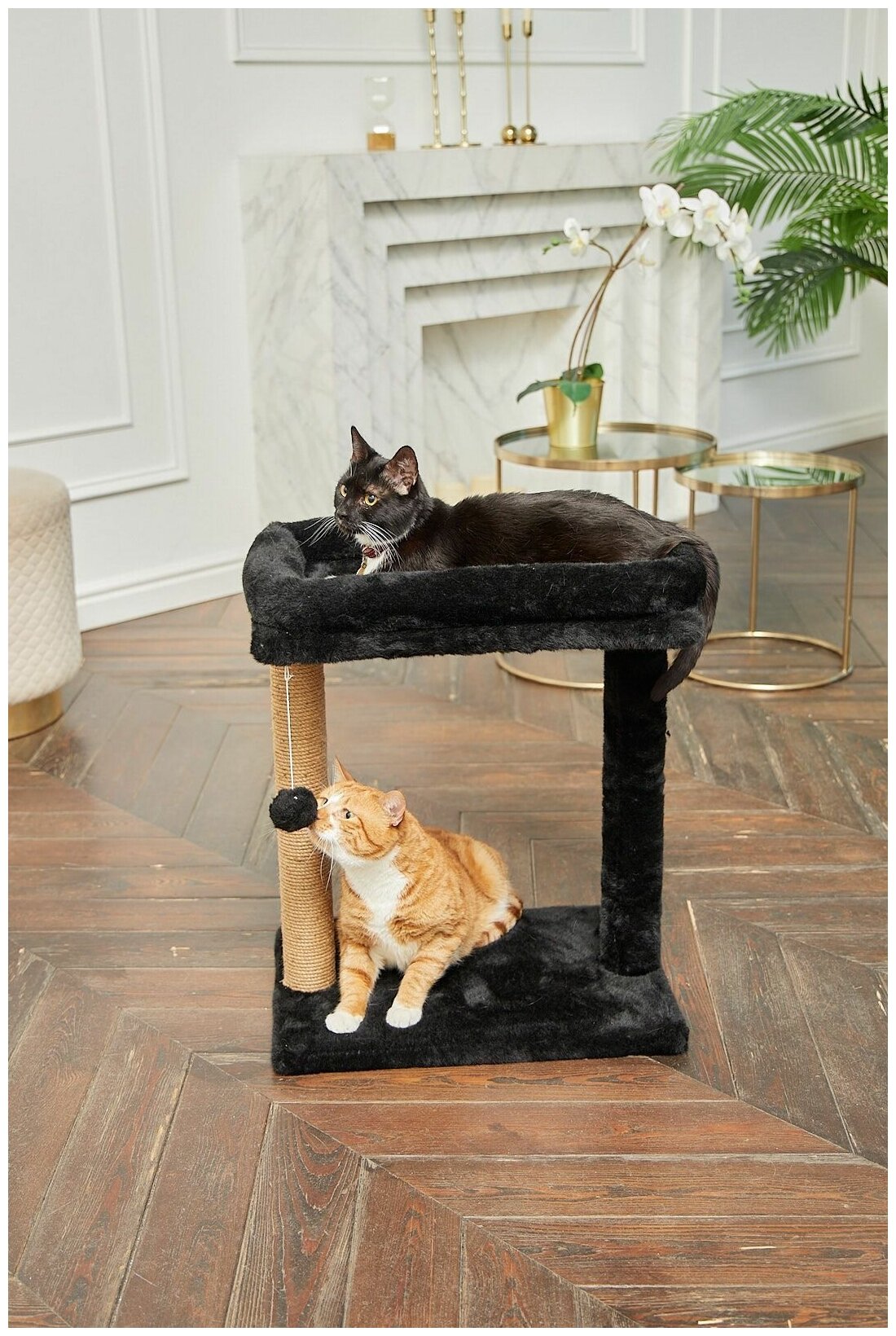 Когтеточка для кошки с бортиком большим лежаком 50х35см, столбик 50см "Вау Биг" бриси - фотография № 5