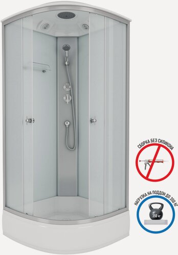 Изображение товара Душевая кабина Niagara Eco 90x90 E90/26/MT поддон средний, стекло матовое, профиль серебро