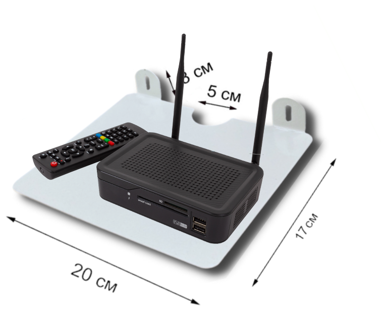 Полка для роутера на стену универсальная для ресивера тв приставки колонки – светло-серая