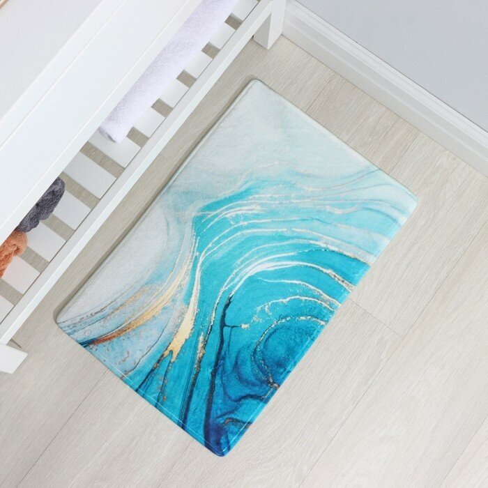 Доляна Коврик для ванной Доляна «Камень», 40×60 см, цвет бирюзовый