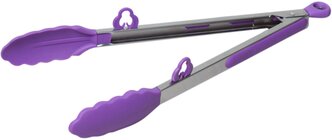 Щипцы силиконовые 35,5 см Kamille КМ-7513 с ручками из нержавеющей стали (7513 / фиолетовый)