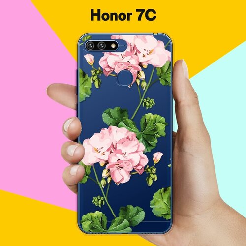 Силиконовый чехол Розовые цветы на Honor 7C силиконовый чехол цветы розовые на honor 10i