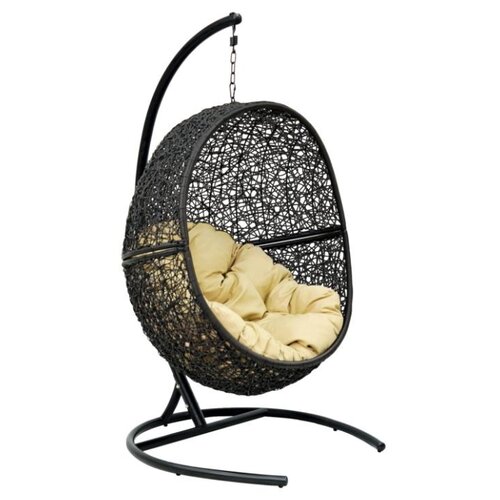 фото Подвесное кресло lunar каркас черный, подушка светло-бежевая мебель импэкс