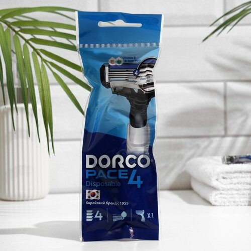 Dorco Станок для бритья одноразовый Dorco Pace 4, 4 лезвия, увлажняющая полоска, плавающая головка