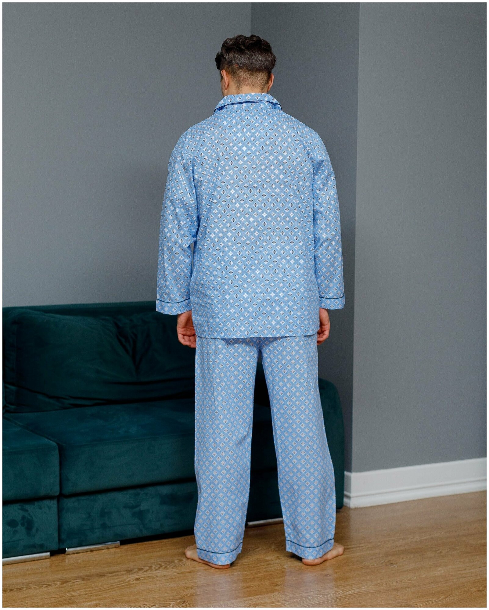Пижама мужская с брюками и рубашкой с длинным рукавом хлопок Global - фотография № 9