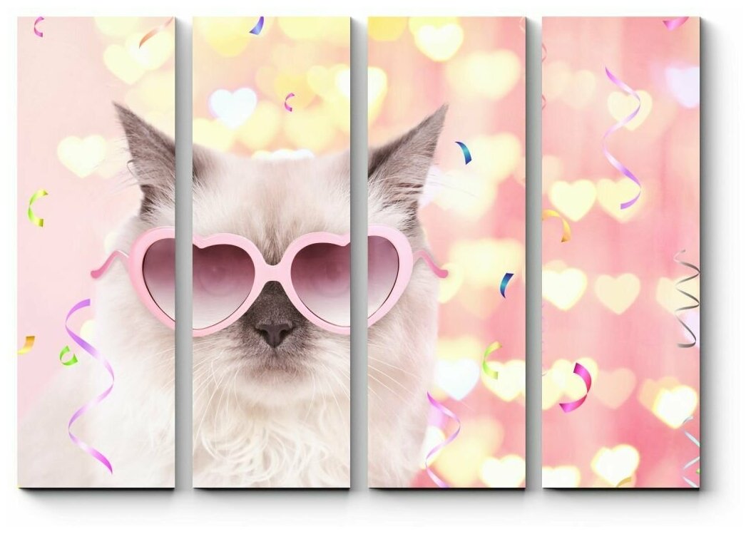 Модульная картина Романтичный кот 100x75
